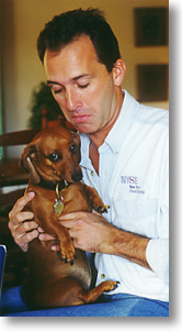 Dachshund Betty loves her dad Dad